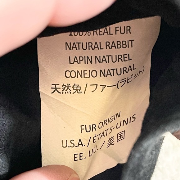 BCBGMAXAZRIA Womens Black Drawstring Real Rabbit Fur Stiletto Heel Boots Size 8M - Picture 5 of 12